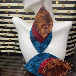 Leather layered earrings